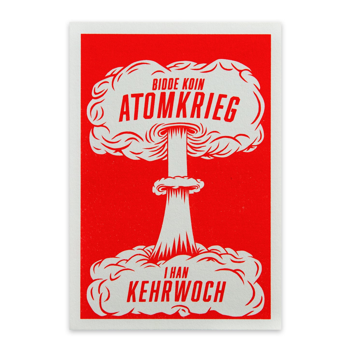 Postkarte Atomkrieg DIN A6, Risographie