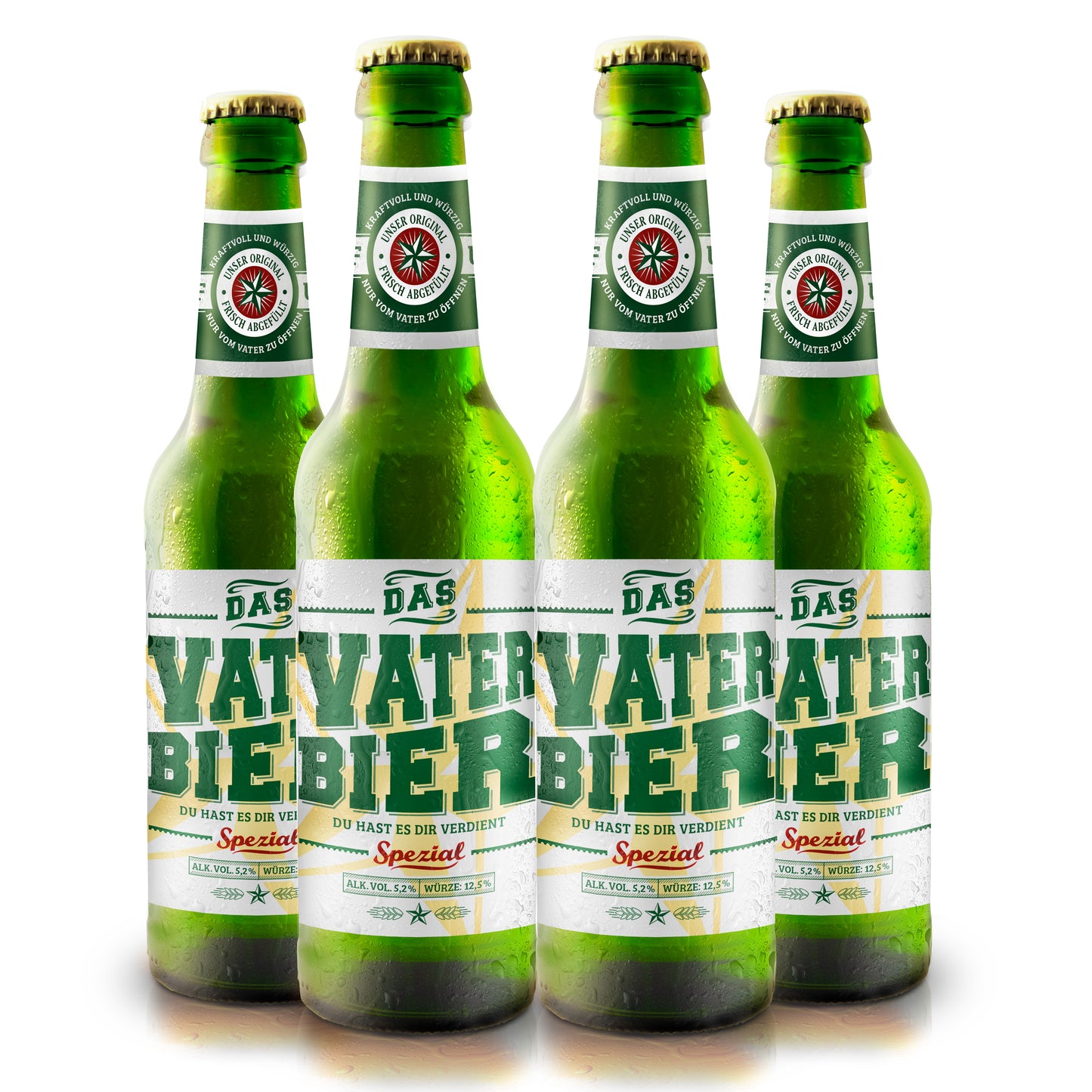 Vaterbier (4x0,33l) Lustige Bier-Geschenke-Box zum Vatertag - Vater Geburtstagsgeschenk